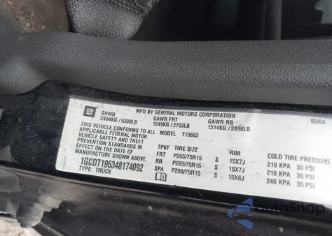 2004 Chevrolet Colorado Ls из США, поврежденный, VIN 1GCDT196348174092